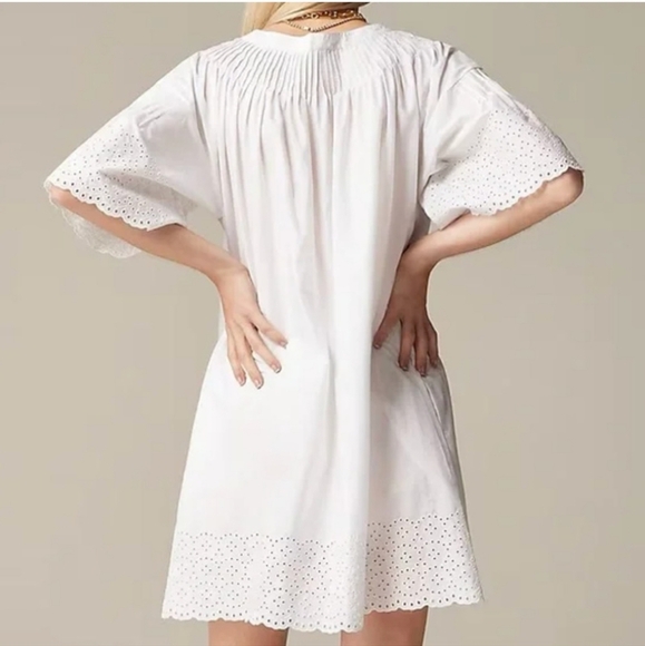 J. Crew Black Jolie Eyelet Cotton Poplin Relaxed Boho Button Front Dress Size XS - Picture 11 of 11